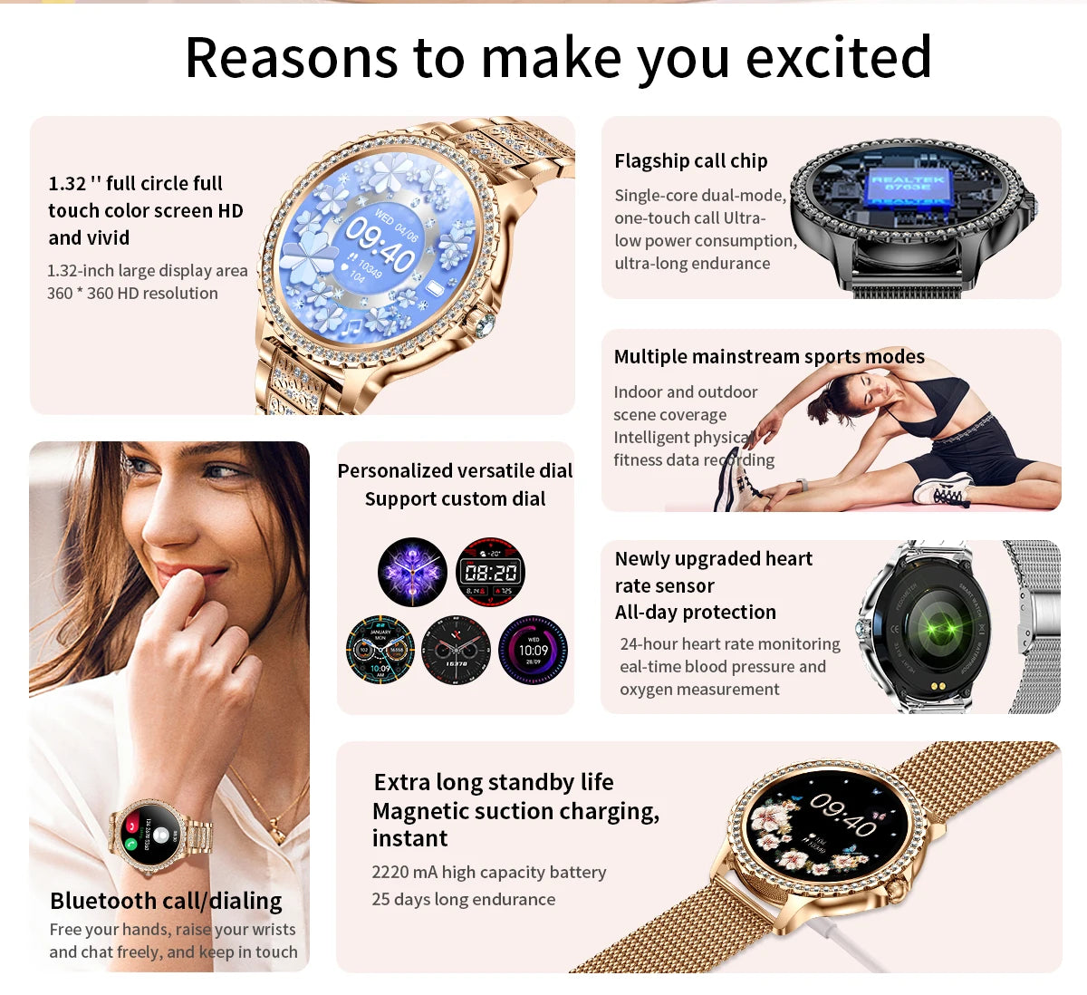 Gold Women Smart Watch