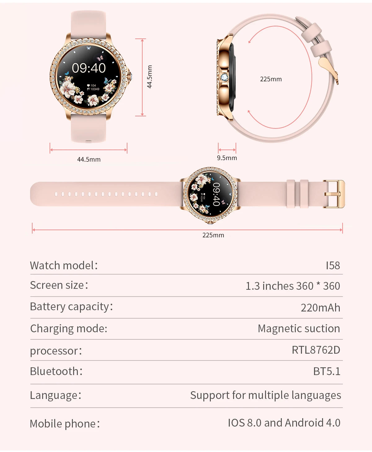 Gold Women Smart Watch