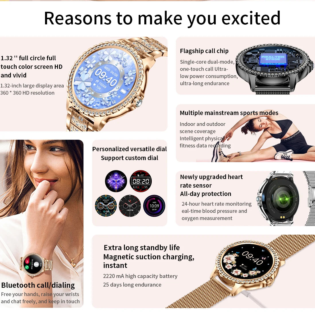 Gold Women Smart Watch